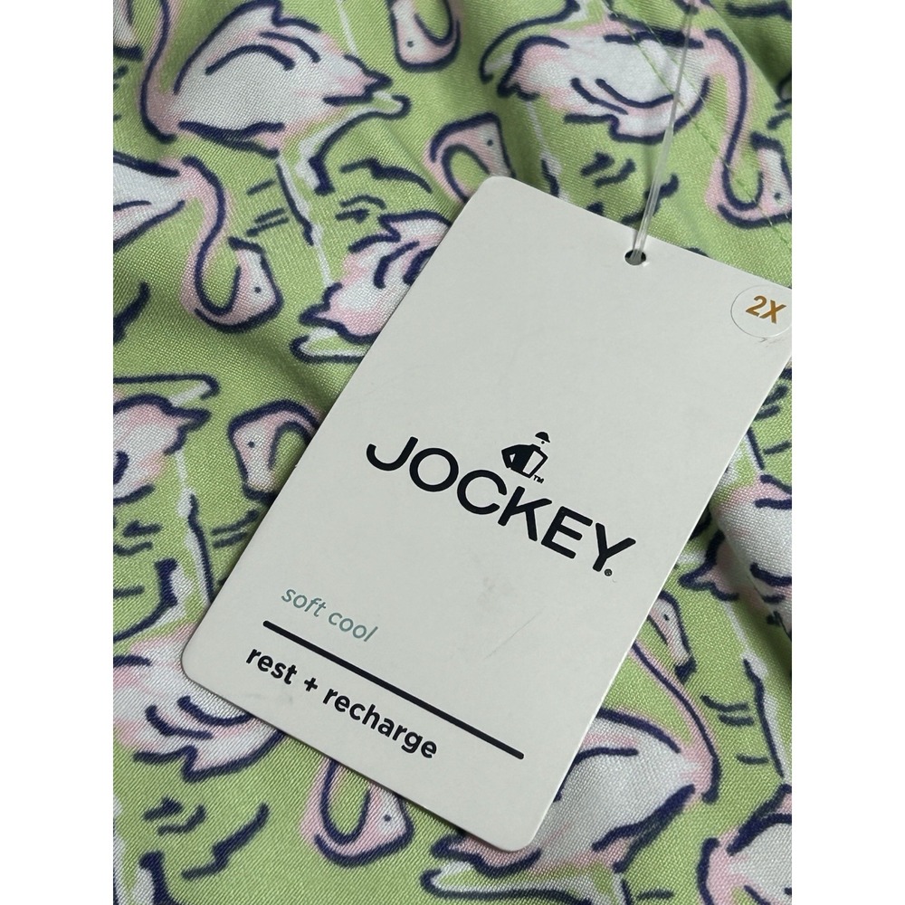 NWT Jockey Capri Pajama Pants with Pockets, Soft Cool Size XXL Green Flamingos - Picture 4 of 7